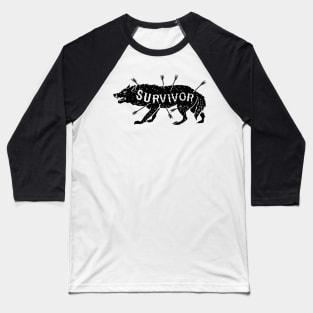 Vintage Wolf Shirt - Survivor - Hipster Rustic Distressed Baseball T-Shirt